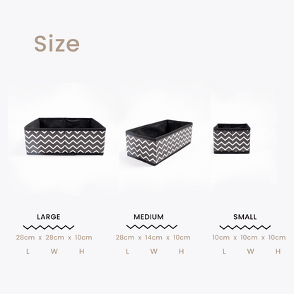 Black Zig Zag Pack of 6 Drawer Organizer