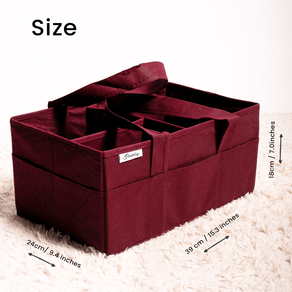 Maroon Plain Diaper Caddy Set