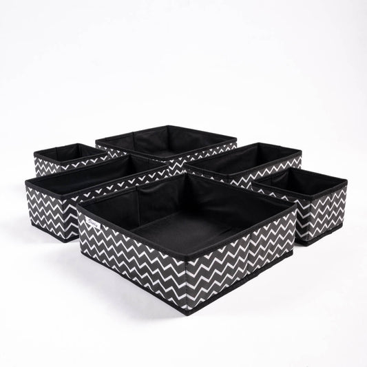 Black Zig Zag Pack of 6 Drawer Organizer