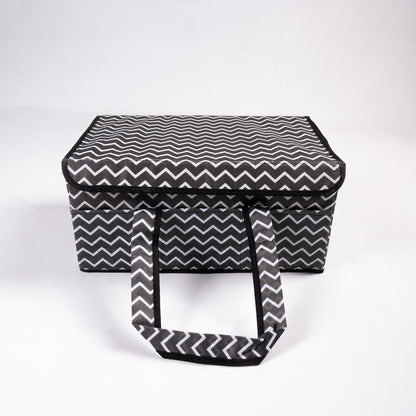 Black Zig Zag Diaper Caddy Set with Lid