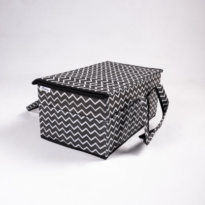 Black Zig Zag Diaper Caddy Set with Lid