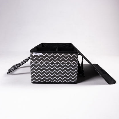 Black Zig Zag Diaper Caddy Set with Lid