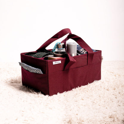 Maroon Plain Diaper Caddy Set