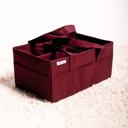 Maroon Plain Diaper Caddy Set